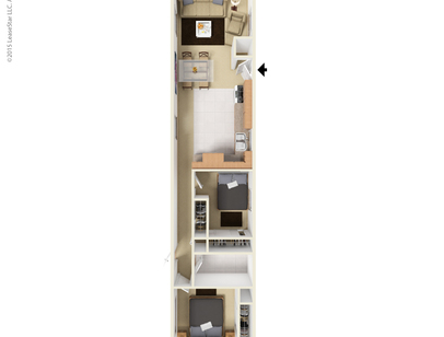 1 Bed, 1 Bath: Beds - 1: Baths - 1: SqFt Range - 528 to 728