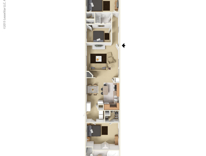 2 Bed, 2 Bath: Beds - 2: Baths - 2: SqFt Range - 1100 to 1100