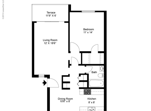 The Washington: Beds - 1: Baths - 1: SqFt Range - 870 to 870