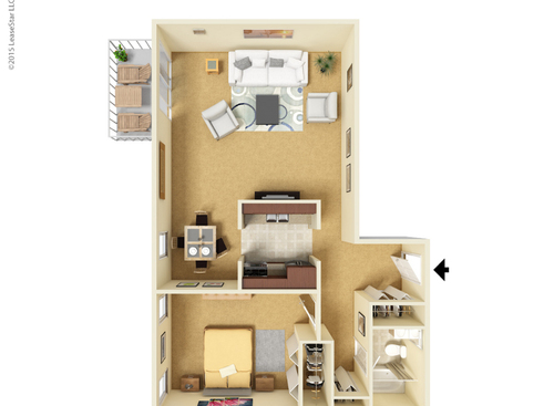 Knollwood: Beds - 1: Baths - 1: SqFt Range - 677 to 734