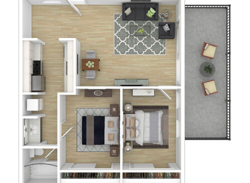 2 BED 1 BATH SMALL: Beds - 2: Baths - 1: SqFt Range - 654 to 654