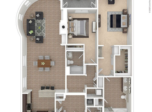 2x2.5D1 3D Furnished