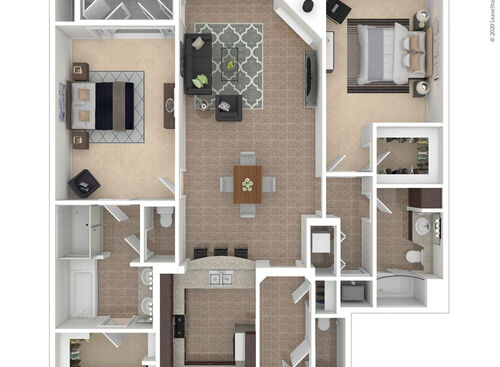 2x2.5F1 3D Furnished