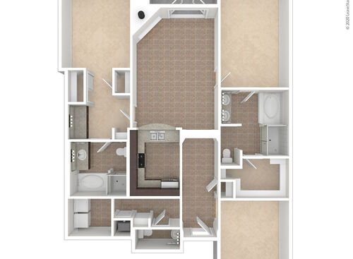 2x2.5DenB1 3D Unfurnished