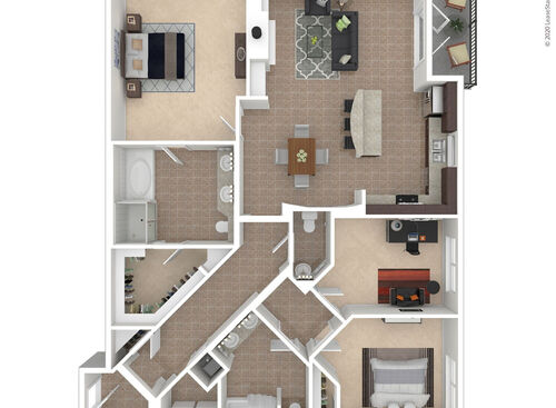 2x2.5DenC 3D Furnished