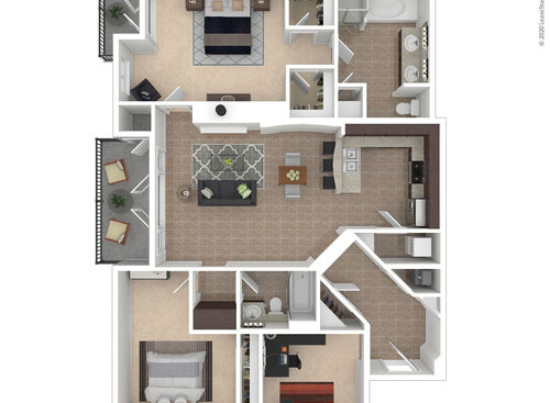 2x2DenH 3D Furnished