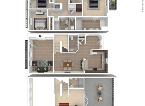 3x3.5LoftK 3D Furnished