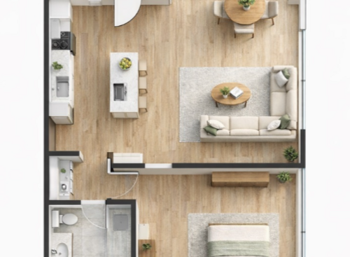 1 Bed 1 Bath: Beds - 1: Baths - 1: SqFt Range - 654 to 654