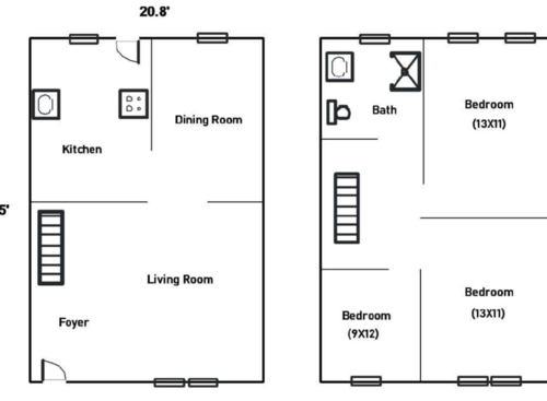 3 Bed and 1 Half Bath
