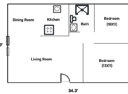 2 Beds 1 Bath