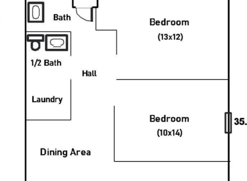 2 Bed and 1 and Half Bath