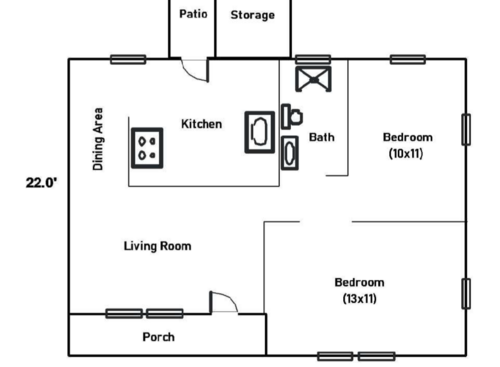 2 Beds 1 Bath