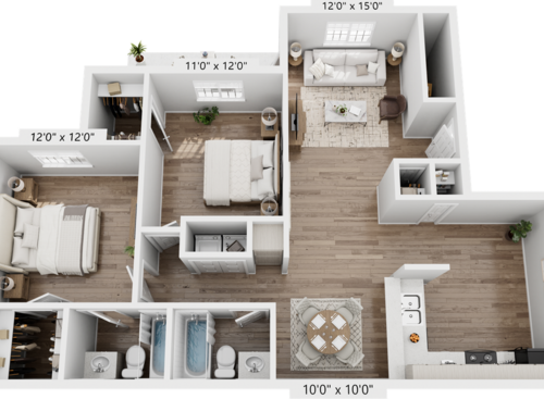 Contemporary: Beds - 2: Baths - 2: SqFt Range - 1078 to 1078