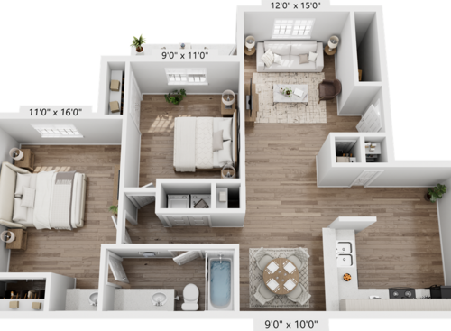 Traditional: Beds - 2: Baths - 1: SqFt Range - 1031 to 1031