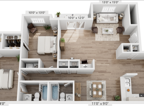 Executive: Beds - 2: Baths - 2: SqFt Range - 1336 to 1336