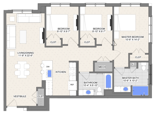 The Waypoint Convergence floor plan 3 bedroom 2 bathroom 1198 square feet