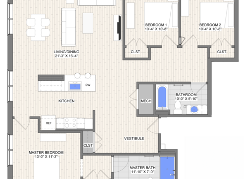 The Waypoint Origin floor plan 3 bedroom 2 bathroom 1415 square feet