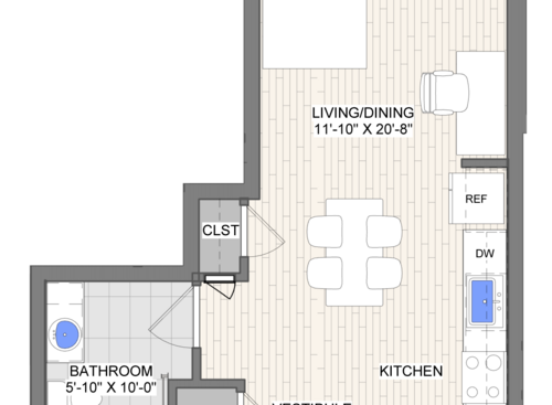 The Waypoint Marker studio floor plan 432 square feet