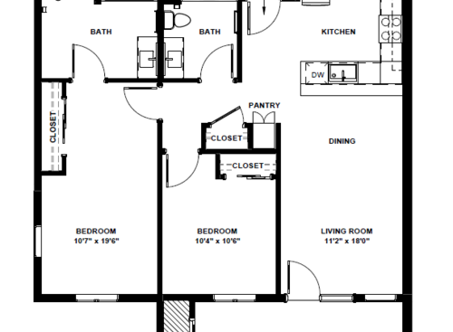 2 Bedroom 2 Bath: Beds - 2: Baths - 2: SqFt Range - 900 to 900