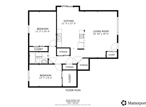2 Bedroom Ranch: Beds - 2: Baths - 1: SqFt Range - 1054 to 1054