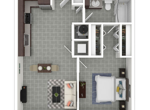 A160: Beds - 1: Baths - 1: SqFt Range - 664 to 664