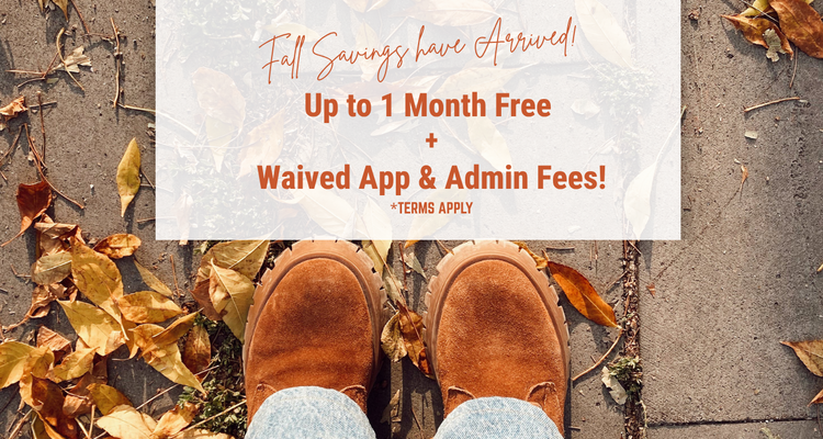 1 Month Free + Waived App & Admin Fee