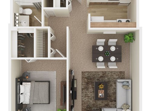 Park Plaza Apartments - 1 Bedroom 3D Furnished