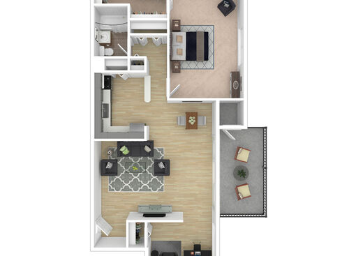 Lafayette - 1 Bed with Den, 1 Bath, 847 sf