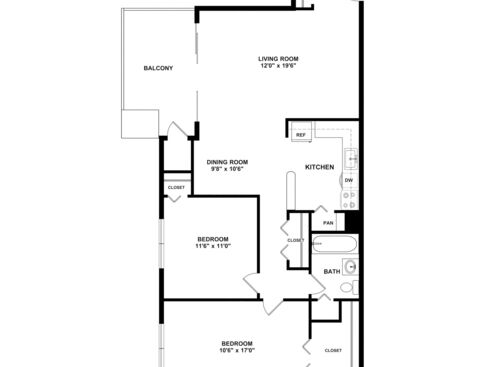 Lafayette - 2 Beds, 1 Baths, 893 sf