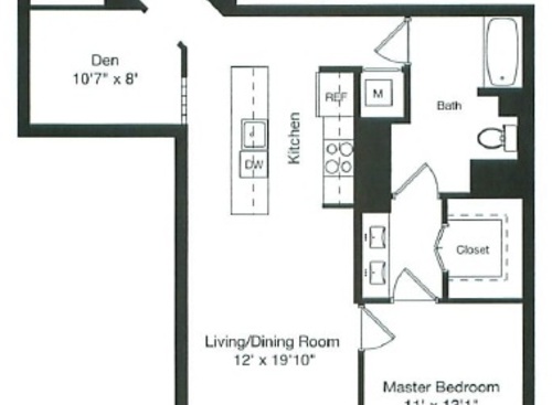 1 Bed/Den/2 Bath 1024: Beds - 1: Baths - 2: SqFt Range - 1024 to 1024