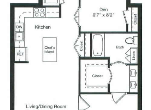 1 Bed/Den/1.5 Bath 1048: Beds - 1: Baths - 1.5: SqFt Range - 1048 to 1048