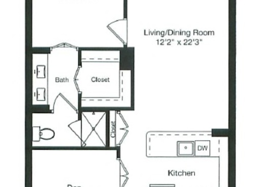 1 Bed/Den/1 Bath 1024: Beds - 1: Baths - 1: SqFt Range - 1024 to 1024
