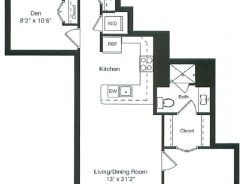 1 Bed/Den/2 Bath 1037: Beds - 1: Baths - 2: SqFt Range - 1037 to 1037