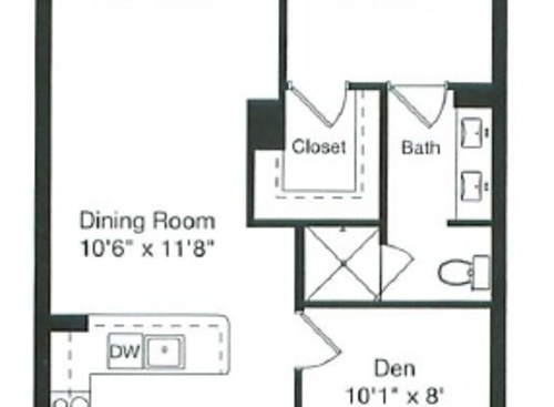 1 Bed/Den/2 Bath 1076: Beds - 1: Baths - 2: SqFt Range - 1076 to 1076