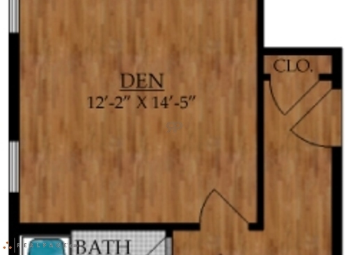 One Bedroom One Bath with Den: Beds - 1: Baths - 1: SqFt Range - 745 to 745