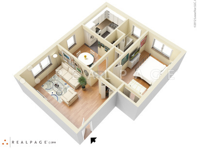 Large One Bedroom One Bath W/D: Beds - 1: Baths - 1: SqFt Range - 814 to 814