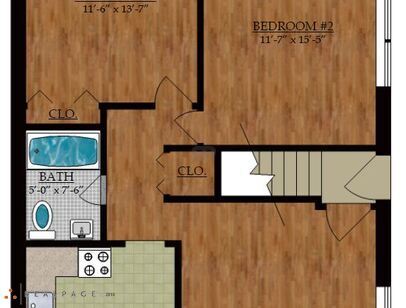 Large Two Bedroom One Bath: Beds - 2: Baths - 1: SqFt Range - 954 to 954