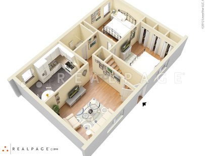 Large Two Bedroom One Bath: Beds - 2: Baths - 1: SqFt Range - 954 to 954