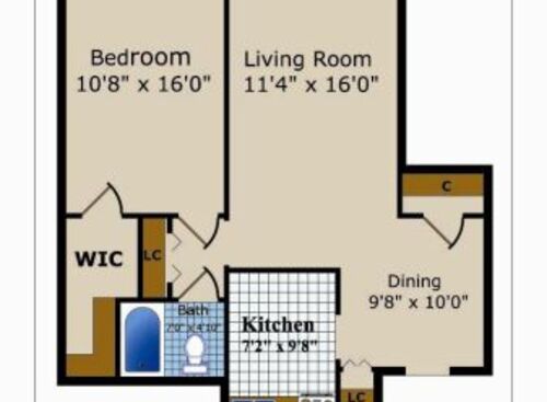 One Bedroom One Bath: Beds - 1: Baths - 1: SqFt Range - 705 to 705