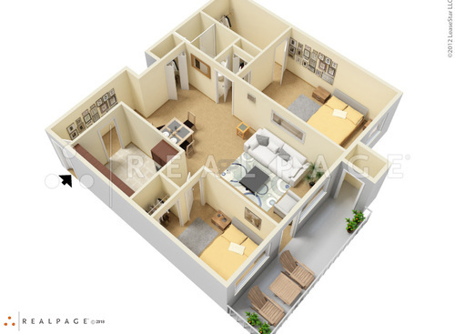 Two Bedroom One Bath: Beds - 2: Baths - 1: SqFt Range - 802 to 802