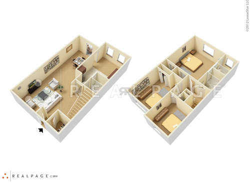 Three Bedroom Two Bath TH: Beds - 3: Baths - 2.5: SqFt Range - 1500 to 1500