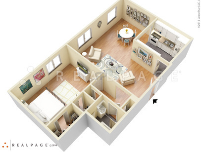 One Bedroom One Bath B: Beds - 1: Baths - 1: SqFt Range - 825 to 825