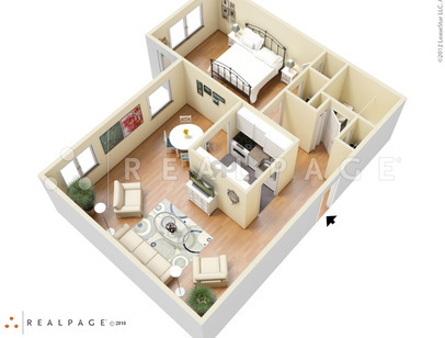 One Bedroom One Bath I-H: Beds - 1: Baths - 1: SqFt Range - 790 to 790