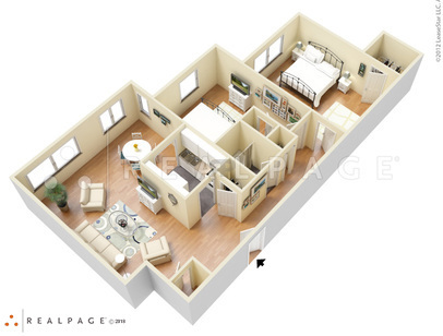 Two Bedroom One Bath A: Beds - 2: Baths - 1: SqFt Range - 1110 to 1110