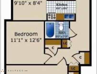 Two Bedroom One Bath L: Beds - 2: Baths - 1: SqFt Range - 1018 to 1018