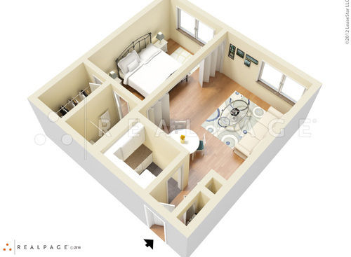 Large Studio: Beds - Studio: Baths - 1: SqFt Range - 620 to 620