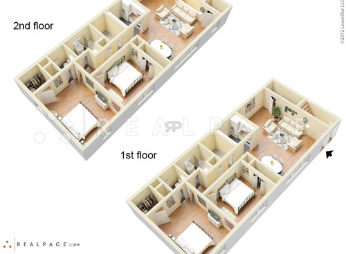 2 Bed 2 Bath Deluxe Duplex 1st: Beds - 2: Baths - 2: SqFt Range - 1055 to 1055