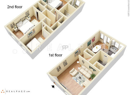 3 Bed 2.5 Bath Townhouse: Beds - 3: Baths - 2.5: SqFt Range - 1260 to 1260