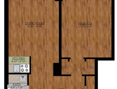 Junior One Bedroom One Bath: Beds - 1: Baths - 1: SqFt Range - 615 to 615