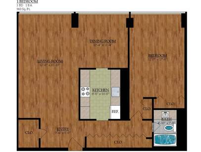 One Bedroom One Bath: Beds - 1: Baths - 1: SqFt Range - 960 to 960